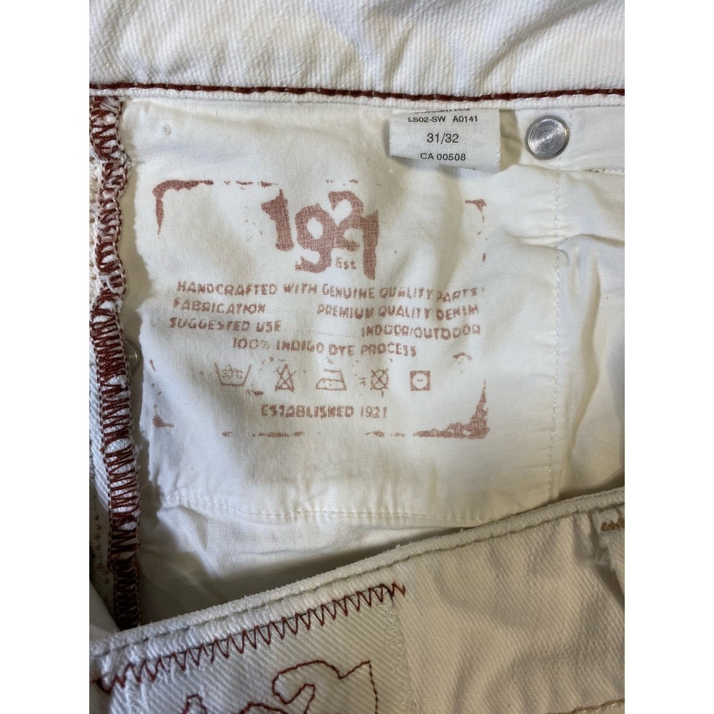 1921 Handcrafted Denim White Flare Jeans Western Glove Works Heavy Stitch 31x28 - Picture 3 of 12